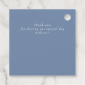 素朴なブルーの貝殻 海辺のオーシャン ビーチ ウェディング フェイバータグ (裏面)