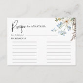 素朴なブルーの野の花とデイジーのシャワーレシピ エンクロージャーカード (正面)