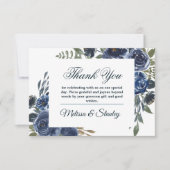 素朴なブルーグリーンのユーカリの花の水彩画 サンキューカード (正面)