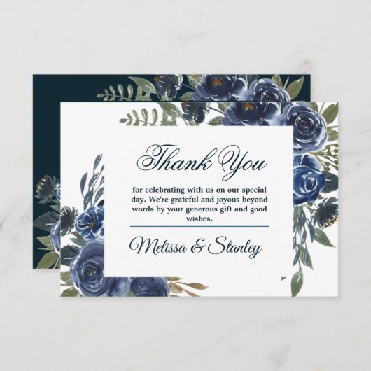 素朴なブルーグリーンのユーカリの花の水彩画 サンキューカード (正面/裏面)