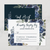 素朴なブルーグリーンのユーカリの花の水彩画 出欠カード (正面/裏面)