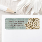素朴なブルーバーラップベージュレースカントリーウェディング ラベル (インサイチュ)
