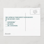 素朴なブルーバーンウッドカントリーウェディングRSVP インビテーションポストカード (裏面)