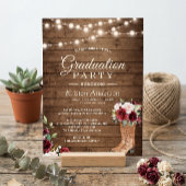 素朴なブーツ 赤いバラ 花柄 卒業パーティー 招待状