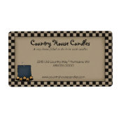 素朴なプリミティブキャンドル チェックカントリー ラベル (正面)