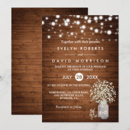 素朴なベイビーズブレスのライトがフォーマルな結婚式を彩る 招待状