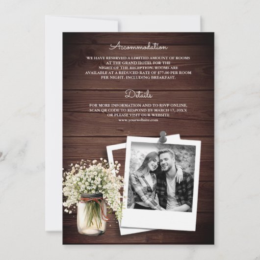 素朴なベイビーズブレス メイソンジャー オールインワン ウェディング 招待状 (裏面)