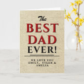 素朴なベストダッド ブラック レッド タイポグラフィー 父の日 カード (黄色い花)