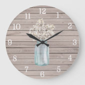 素朴なベビーの呼吸メーソンジャーの時計 ラージ壁時計 (正面)