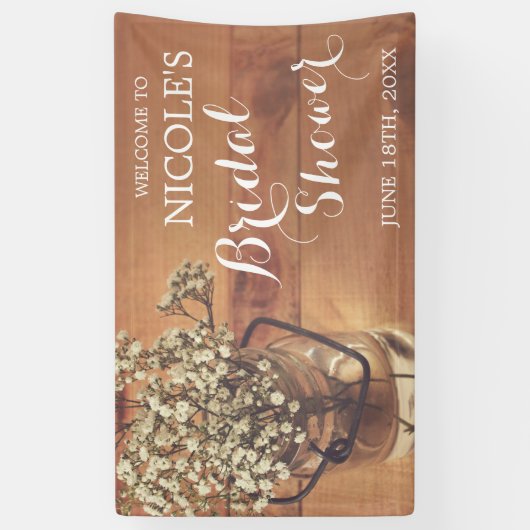 素朴なベビーの呼吸メーソンジャー木ブライダルシャワー 横断幕 (縦)