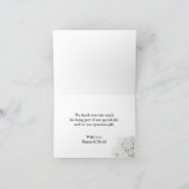 素朴なベビーの呼吸花の結婚式は感謝していしています サンキューカード (内部)