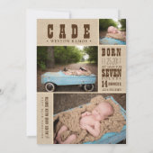 素朴なベビーの発表-男の子の誕生の発表 案内状 (裏面)