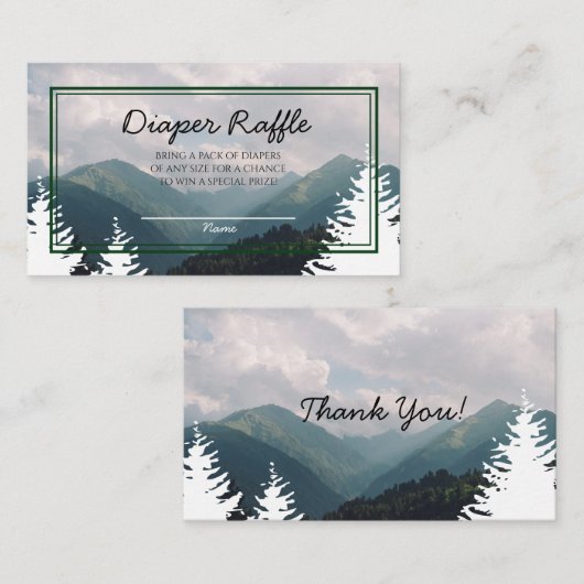 素朴なベビーシャワーのおむつのラッフル エンクロージャーカード (正面/裏面)