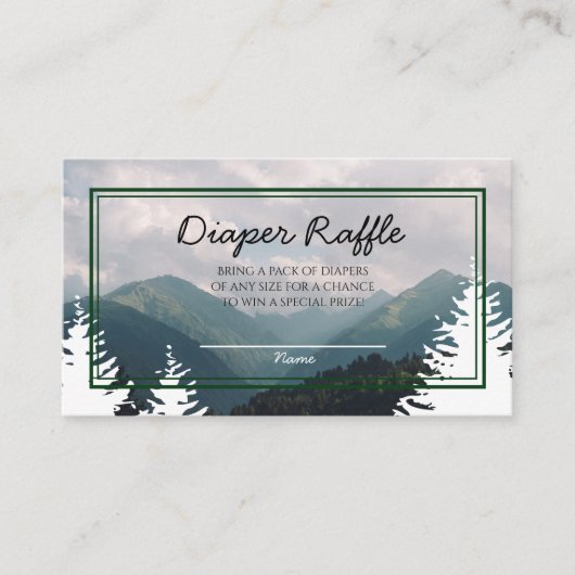 素朴なベビーシャワーのおむつのラッフル エンクロージャーカード (正面)