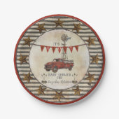 素朴なベビーシャワーのヴィンテージのトラックの風車の農場 ペーパープレート (正面)