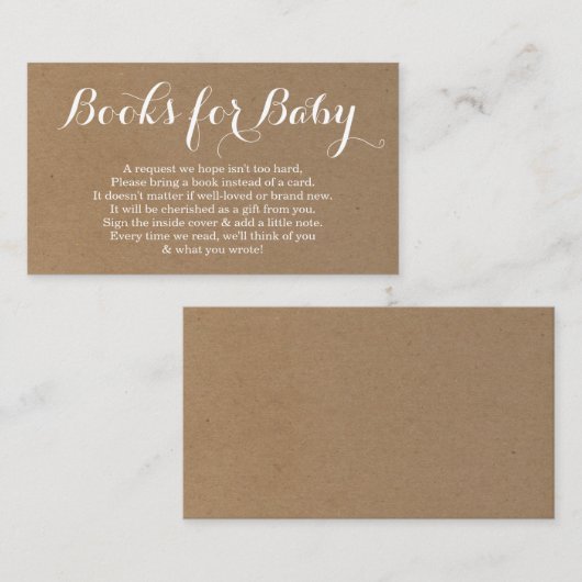 素朴なベビーシャワーの招待状のための本の要求- エンクロージャーカード (正面/裏面)