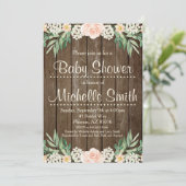 素朴なベビーシャワーの招待状、レース、花柄 招待状 (スタンド正面)