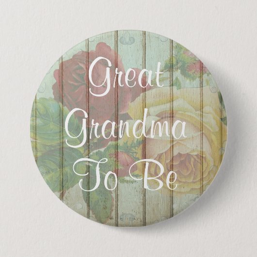 素朴なベビーシャワーボタンがある曾祖母 缶バッジ (正面)