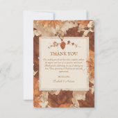 素朴なベージュとブラウンのマップルリーフ オータムウェディング サンキューカード (正面)