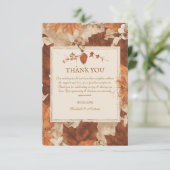 素朴なベージュとブラウンのマップルリーフ オータムウェディング サンキューカード (スタンド正面)