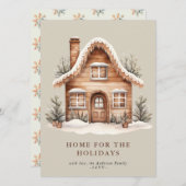 素朴なベージュのホリデーシーズン向けの家のフラットスタイルのホリデーカード シーズンカード (正面/裏面)