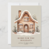 素朴なベージュのホリデーシーズン向けの家のフラットスタイルのホリデーカード シーズンカード (正面)