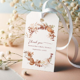 素朴なベージュの森のキツネ　サンキュー ギフトタグ