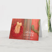 素朴なベージュ弓が付いている唐辛子のRistraの赤いリース シーズンカード (正面)