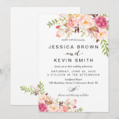 素朴なペオニー花 招待状 (正面/裏面)