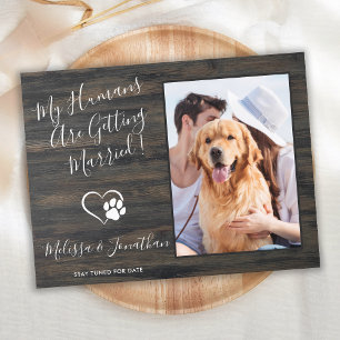 素朴なペットの写真 シンプルな犬の結婚式 結婚の約束 案内ポストカード