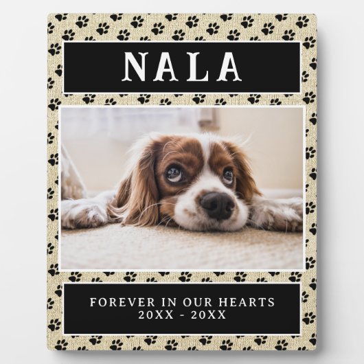 素朴なペットの犬の写真 足跡 ピンクのメモリアル フォトプラーク (正面)