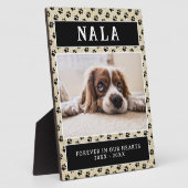 素朴なペットの犬の写真 足跡 ピンクのメモリアル フォトプラーク (側面)