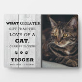 素朴なペット猫メモリアルフォト 灰色の木 思い出の品 フォトプラーク (正面)