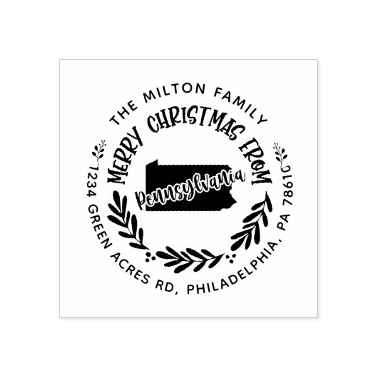 素朴なペンシルバニアのメリークリスマス差出人住所 ラバースタンプ (インプリント)