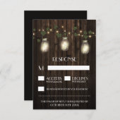 素朴なホタル + RSVPカードを結婚するつる植物のブドウ園 出欠カード (正面/裏面)