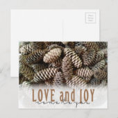 素朴なホリデーラブ&ジョーの松ぼっくり シーズンポストカード (正面/裏面)