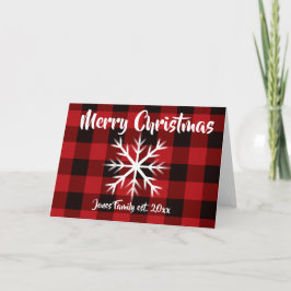 素朴なホリデー クリスマス デザイン 赤いバイソン柄 カード
