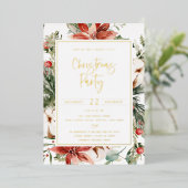 素朴なホリデー ボタニカル フレーム クリスマス パーティー 箔招待状 (立ち正面)
