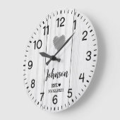 素朴なホワイトウッドのラブカスタムネーム ラージ壁時計 (傾斜)