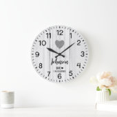 素朴なホワイトウッドのラブカスタムネーム ラージ壁時計 (ホーム)