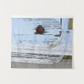 素朴なホワイトウッドの写真用背景 タペストリー (正面(横))