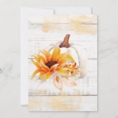 素朴なホワイトウッド ウォーターカラー パンプキン ひまわり 招待状 (裏面)