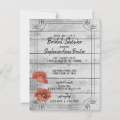 素朴なホワイトウッド ポピー フラワー ブライダル シャワー カード (正面)