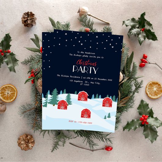 素朴なホワイトクリスマス 招待状