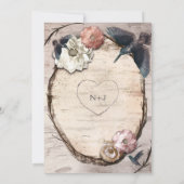 素朴なホワイトバーチの花とスズメの招待状 招待状 (裏面)