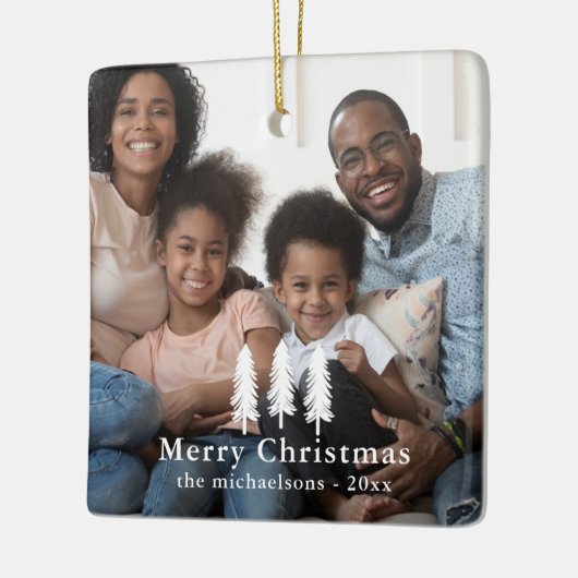 素朴なホワイトパインの木のクリスマス休暇の写真 セラミックオーナメント (左)