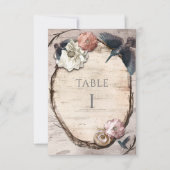 素朴なホワイトビーチ＆ハミングバード テーブルナンバーカード 招待状 (正面)