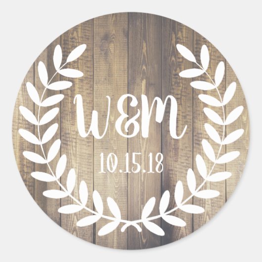 素朴なホワイトファームハウス月桂樹納屋の木 ラウンドシール (正面)
