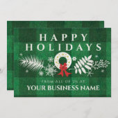 素朴なホワイトリース グリーンプレイド 法人 ビジネス シーズンカード (正面/裏面)