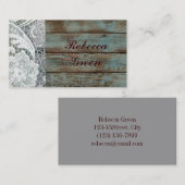 素朴なホワイトレースティール（緑がかった色）バーウ結婚ッド 名刺 (正面/裏面)